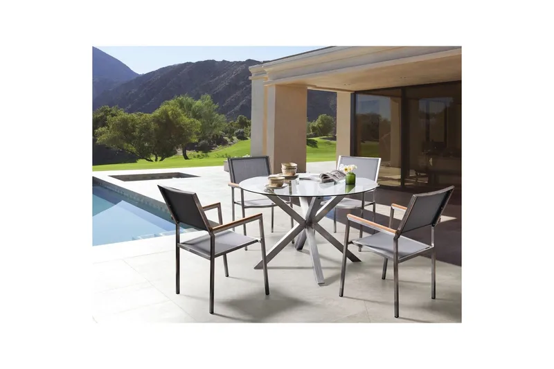 Runt bord Maletto - Silver, Transparent - Products - Utemöbler & utemiljö - Utebord & trädgårdsbord - Matbord utomhus