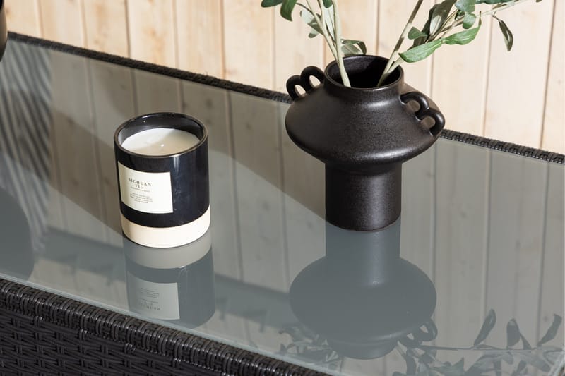 London Soffbord och Loungebord Utomhus 120 cm Konstrotting Glas - Svart - Products - Utemöbler & utemiljö - Utebord & trädgårdsbord - Loungebord & soffbord utomhus