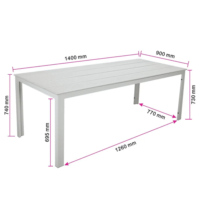 Tunis Rektangulärt Matbord utomhus 140x90 cm i plast och metall - Beige - Products - Utemöbler & utemiljö - Utebord & trädgårdsbord - Matbord utomhus