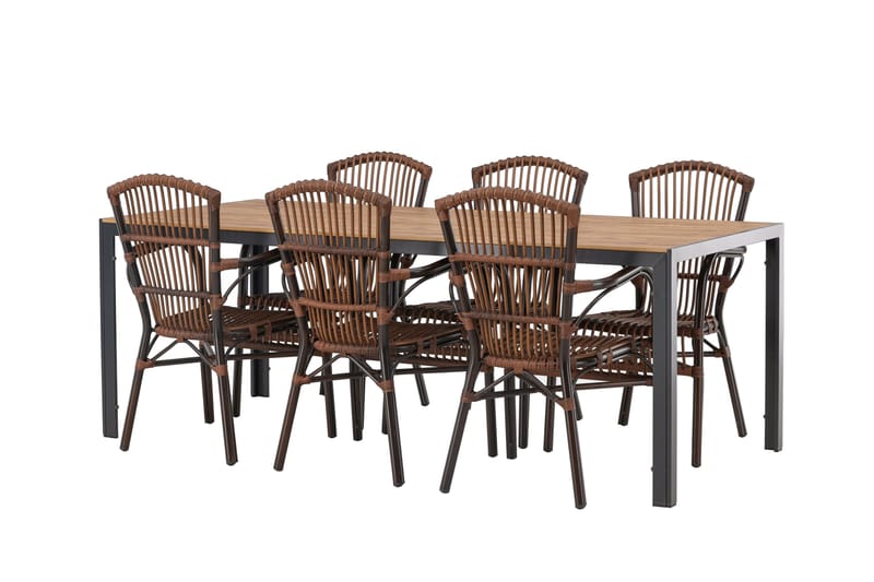 Break Matgrupp 205 cm + 6 st Galera Karmstolar Brun - Brun - Products - Utemöbler & utemiljö - Utegrupp - Matgrupp utomhus