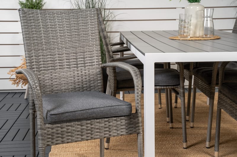 Break Matgrupp Utomhus 205 cm + 6 st Anna Karmstolar Utomhus - Grå /Vit - Products - Utemöbler & utemiljö - Utegrupp - Matgrupp utomhus