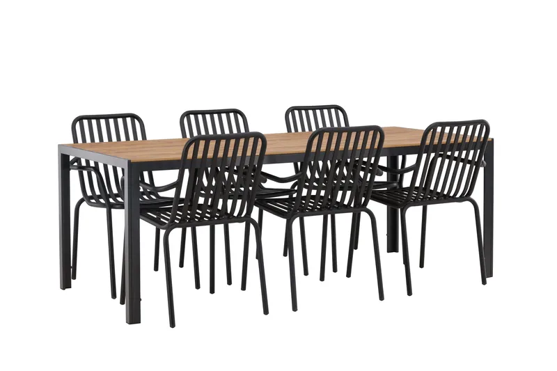 Break Matgrupp Utomhus 205 cm + 6 st Peking Karmstolar - Svart/Brun - Products - Utemöbler & utemiljö - Utegrupp - Matgrupp utomhus