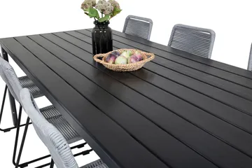 Break Matgrupp Utomhus 205cm + 6 Lindos Matstolar Utomhus Svart/Grå - Venture Home - Products - Utemöbler & utemiljö - Utegrupp - Matgrupp utomhus