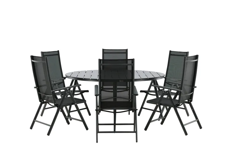 Break Matgrupp Utomhus Rund 150 cm + 6 Break Positionsstol - Svart - Products - Utemöbler & utemiljö - Utegrupp - Matgrupp utomhus