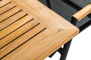 Las Vegas Matgrupp 220-280x100+ 8 Stolar m Dyna - Svart/Teak - Products - Utemöbler & utemiljö - Utegrupp - Matgrupp utomhus