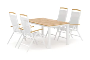 Las Vegas utomhus matgrupp förlängningsbart 152-210x90 cm med 4 Las Vegas positionsstolar - Vit - Products - Utemöbler & utemiljö - Utegrupp - Matgrupp utomhus