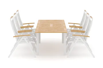 Las Vegas utomhus matgrupp förlängningsbart 152-210x90 cm med 6 Las Vegas positionsstolar - Vit - Products - Utemöbler & utemiljö - Utegrupp - Matgrupp utomhus