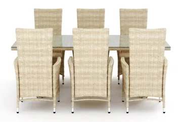 Majestic Matgrupp Utomhus 210 + 6 Jenny Ställbar Fåtölj Comfort Garden Beige - Products - Utemöbler & utemiljö - Utegrupp - Matgrupp utomhus