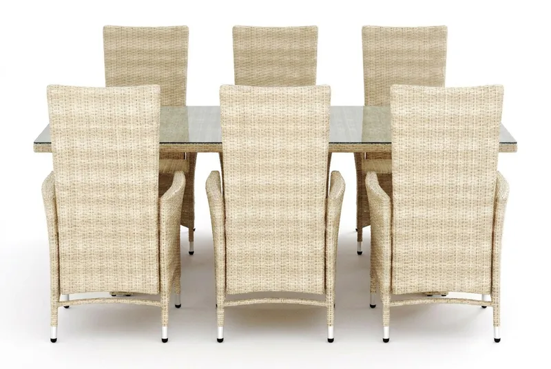 Majestic Matgrupp Utomhus 210 + 6 Jenny Ställbar Fåtölj Comfort Garden Beige - Products - Utemöbler & utemiljö - Utegrupp - Matgrupp utomhus
