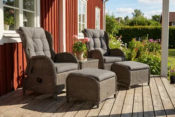 Marcus Caféset med 2 Reclinerfåtöljer Utomhus m Dyna - Grå - Products - Utemöbler & utemiljö - Utegrupp - Cafegrupp & cafeset