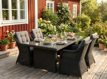Marcus Matgrupp Utomhus 200 + 4 Fåtöljer m Dyna - Svart - Products - Utemöbler & utemiljö - Utegrupp - Matgrupp utomhus