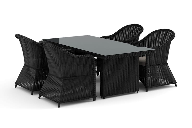 Marcus utomhus matgrupp 160x90 cm med 4 Marcus Light utefåtöljer - Svart - Products - Utemöbler & utemiljö - Utegrupp - Matgrupp utomhus