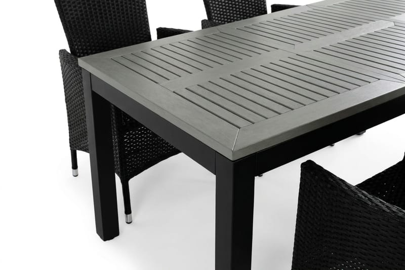 Monaco förlängningsbar matgrupp utomhus inkl. iläggskiva 150-250 cm med 6 Jenny ställbar matstol - Svart/Grå - Products - Utemöbler & utemiljö - Utegrupp - Matgrupp utomhus