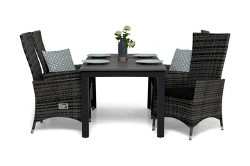 Monaco Matgrupp Utomhus 152-210 + 4 Jenny Ställbar Fåtölj m Dyna - Grå/Svart - Products - Utemöbler & utemiljö - Utegrupp - Matgrupp utomhus