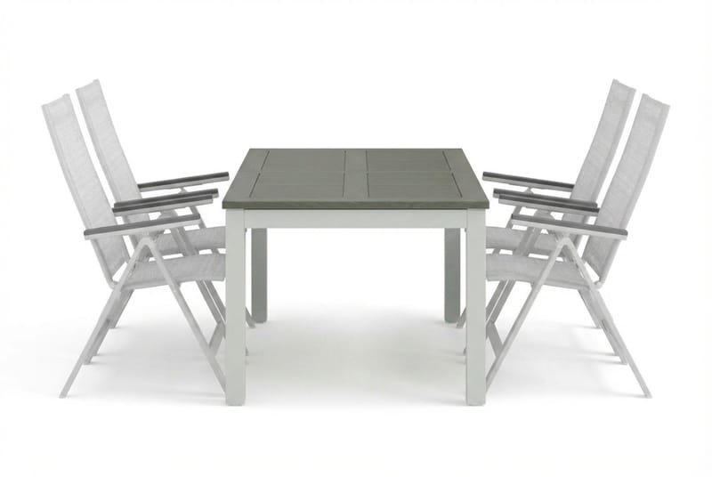 Monaco utomhus matgrupp förlängningsbart 150-250x90 med 4 Monaco Light positionsstolar - Vit/Grå - Products - Utemöbler & utemiljö - Utegrupp - Matgrupp utomhus