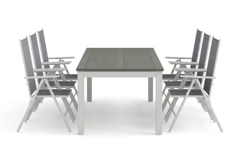 Monaco utomhus matgrupp förlängningsbart 210/310x90 med 6 Maggie positionsstolar - Vit/Grå - Products - Utemöbler & utemiljö - Utegrupp - Matgrupp utomhus