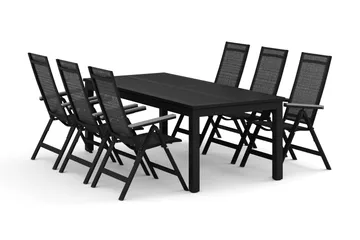 Monaco utomhus matgrupp förlängningsbart 210/310x90 med 6 Monaco Light positionsstolar - Svart/Grå - Products - Utemöbler & utemiljö - Utegrupp - Matgrupp utomhus