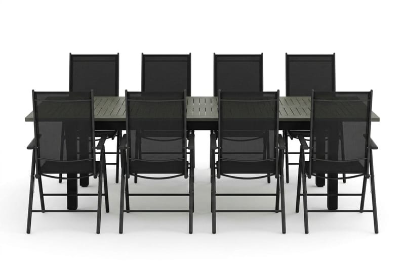 Monaco utomhus matgrupp förlängningsbart 210/310x90 med 8 Maggie positionsstolar - Svart/Grå - Products - Utemöbler & utemiljö - Utegrupp - Matgrupp utomhus