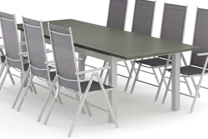 Monaco utomhus matgrupp förlängningsbart 210/310x90 med 8 Maggie positionsstolar - Vit/Grå - Products - Utemöbler & utemiljö - Utegrupp - Matgrupp utomhus