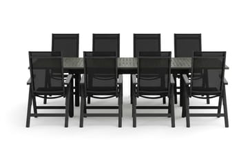 Monaco utomhus matgrupp förlängningsbart 210/310x90 med 8 Monaco Light positionsstolar - Svart/Grå - Products - Utemöbler & utemiljö - Utegrupp - Matgrupp utomhus