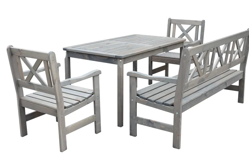 Olivo Matgrupp Utomhus + 2 Utestolar + Bänk Utomhus - Grå - Products - Utemöbler & utemiljö - Utegrupp - Matgrupp utomhus