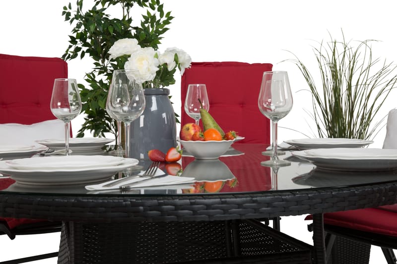 Thor Matgrupp Ø140 + 6 Monaco Lyx Positionsstol - Svart/Svart - Products - Utemöbler & utemiljö - Utegrupp - Matgrupp utomhus