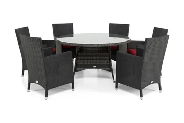 Thor Matgrupp Ø140 + 6 Thor Fåtölj - Grå/Svart - Products - Utemöbler & utemiljö - Utegrupp - Matgrupp utomhus