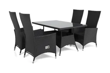 Thor Matgrupp Utomhus 140 + 4 Jenny Ställbar Fåtölj - Svart/Svart - Products - Utemöbler & utemiljö - Utegrupp - Matgrupp utomhus