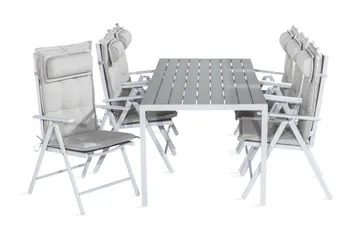 Tunis Matgrupp Utomhus 205x90 + 6 Maggie Positionsstol m Dyna - Vit/Grå/Offwhite - Products - Utemöbler & utemiljö - Utegrupp - Matgrupp utomhus
