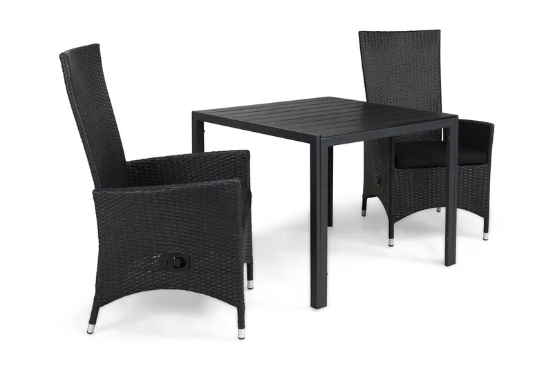 Tunis Matgrupp Utomhus 90 + 2 Jenny Ställbar Fåtölj m Dyna - Svart/Svart/Svart - Products - Utemöbler & utemiljö - Utegrupp - Matgrupp utomhus