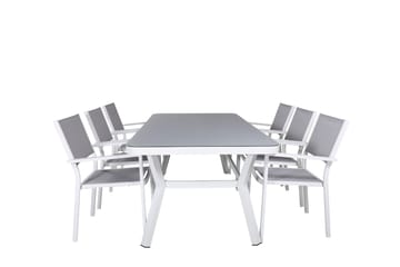 Virya Matgrupp Utomhus 200cm + 6 Copacabana Stapelbara Matstolar Utomhus Vit - Venture Home - Products - Utemöbler & utemiljö - Utegrupp - Matgrupp utomhus