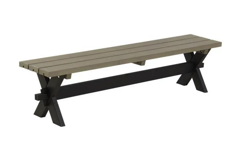 PLUS PlankBänk Utomhus Nostalgi 177x38x44 cm, Svart/Gråbrun