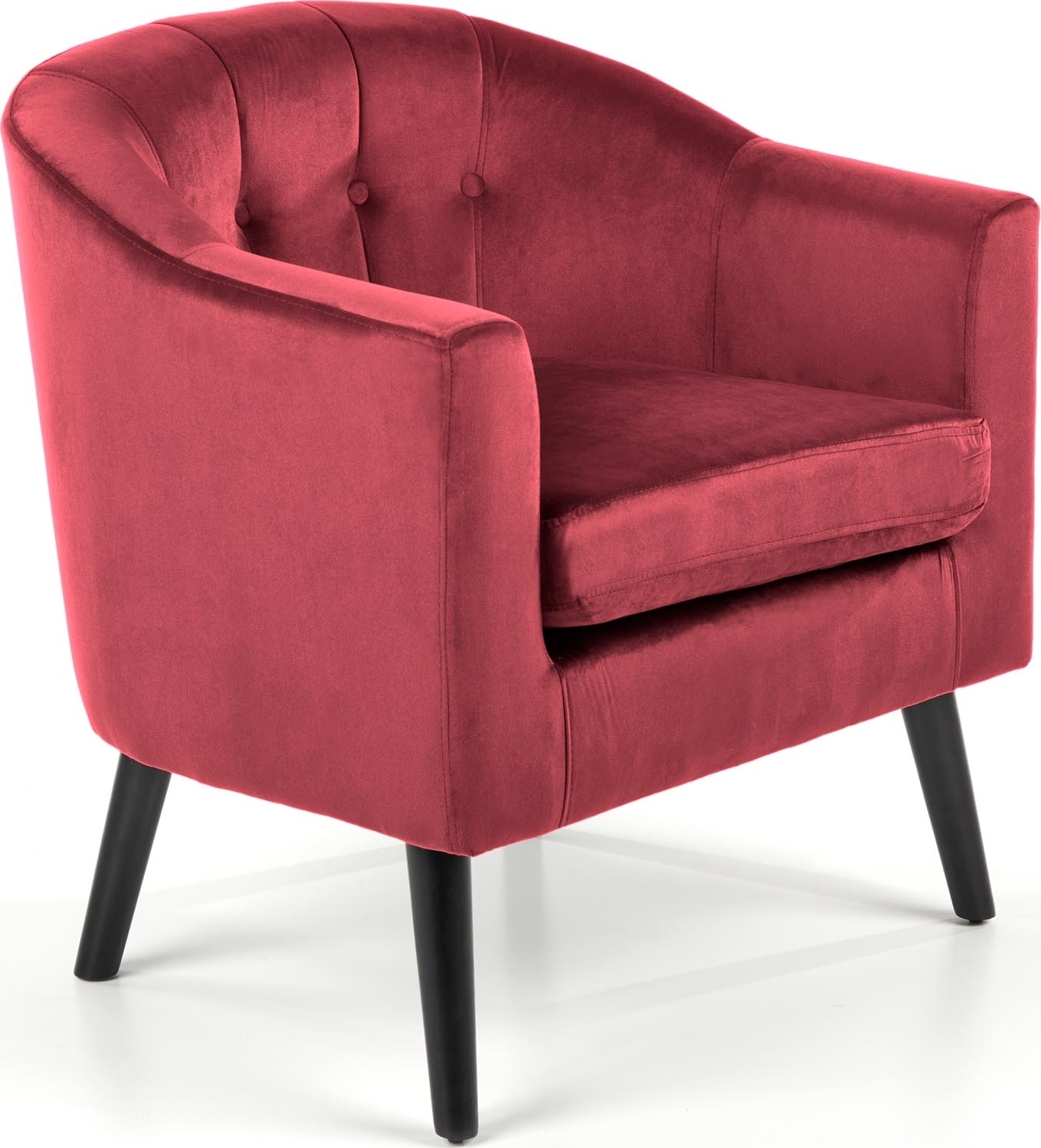 Aric-Sessel aus weinrotem Samt + Möbelreinigung Aric-Sessel aus weinrotem Samt + Möbelreinigung