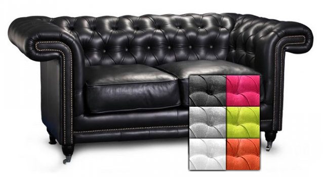 Chesterfield Manchester 2-Sitzer Stoffsofa - jede Farbe