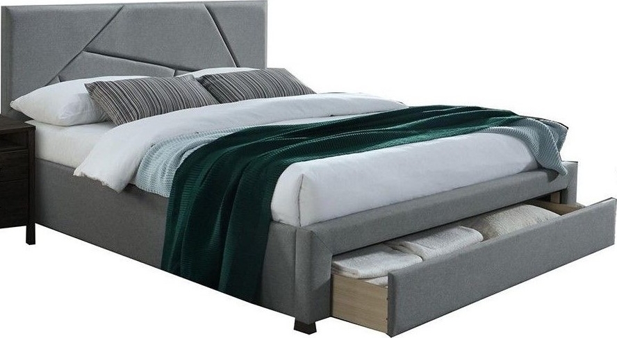 Mica Bett mit Stauraum - grau (Stoff)