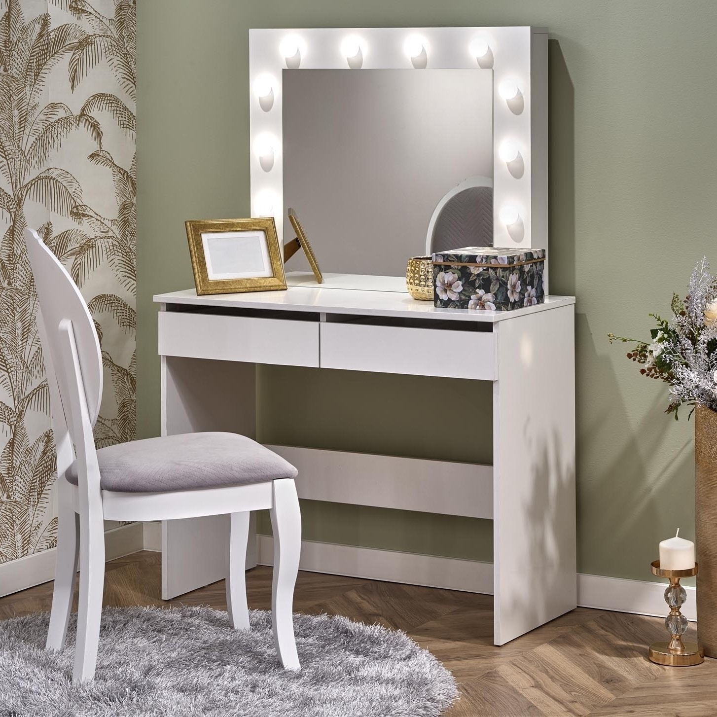 Facada wei�er Schminktisch mit Beleuchtung 94 x 43 cm
