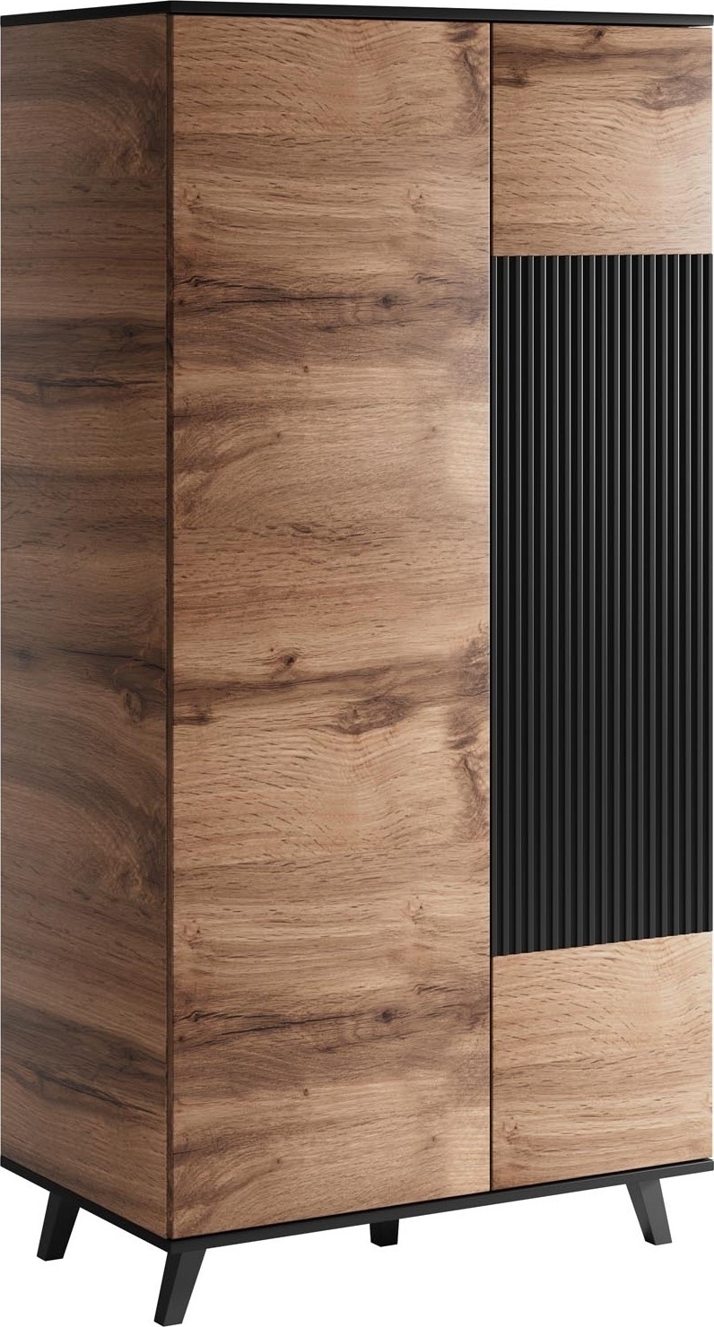 Fate Kleiderschrank 90x182 cm - Eiche/Schwarz
