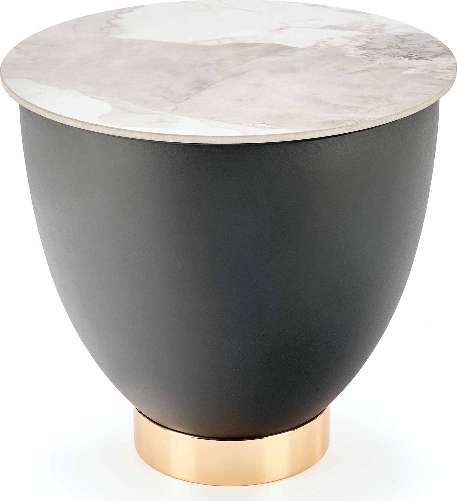 Cecilia Beistelltisch �48 cm - Wei�er Marmor/Aschegrau/Gold