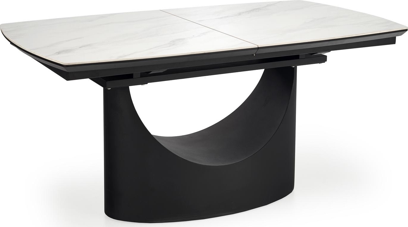 Osman Esstisch 160-220 x 90 cm - Wei�er Marmor/Schwarz