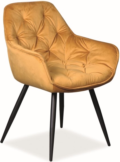 Cherry Esszimmerstuhl - Orangefarbener Samt