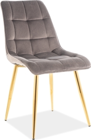 Schicker Esszimmerstuhl - Gold/grauer Samt
