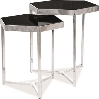 Milos Beistelltisch 42x48 | 36x41 cm - Schwarz/Chrom