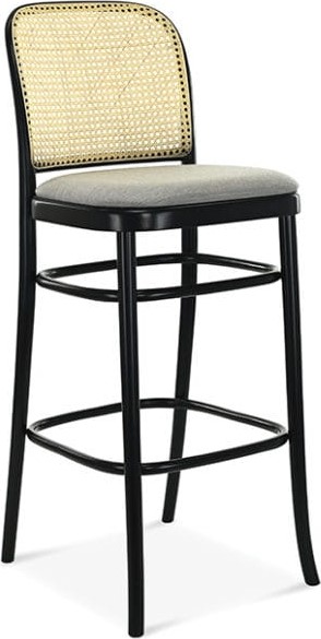 Nr. 811 Barhocker mit Rattan-R�ckenlehne - Optionale Farbe von Rahmen und Polsterung