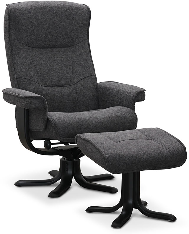 Bonn Drehsessel mit Fußhocker - Grau Bonn Drehsessel mit Fußhocker - Grau