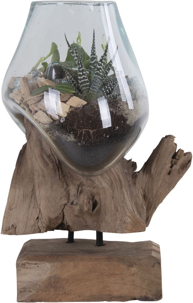 San Marino Wassertropfenvase - Teak/Glas - 25 cm