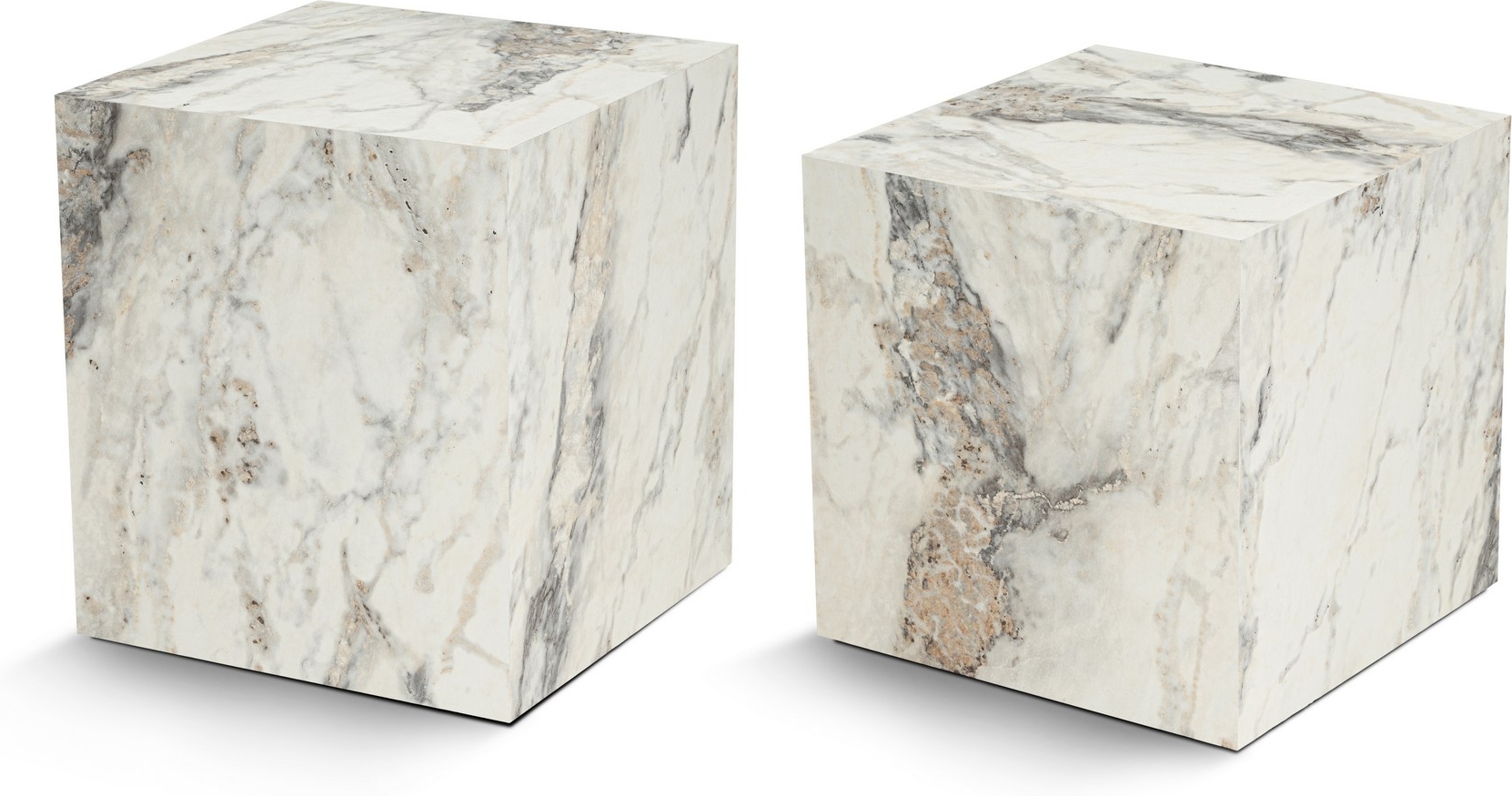 Cubo Beistelltisch-Set - Weißer Marmor Cubo Beistelltisch-Set - Weißer Marmor