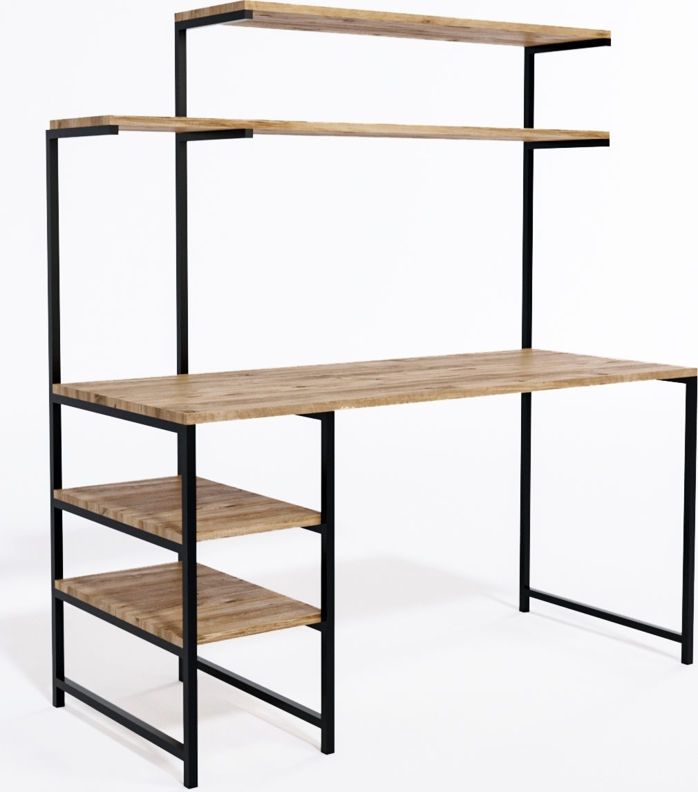 Brugge Schreibtisch 140x55 cm - Eiche/schwarz