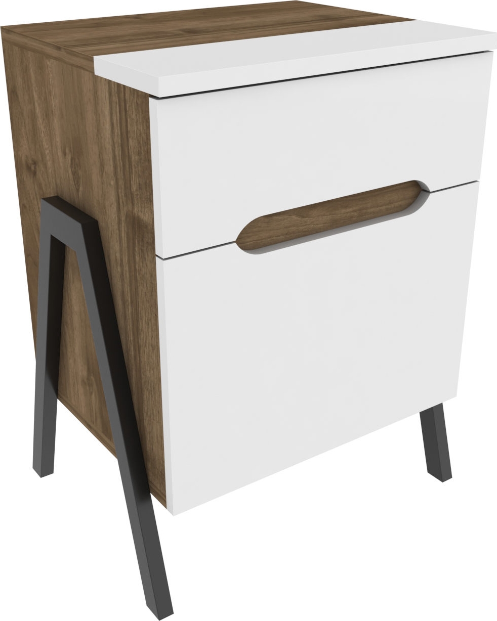 Neva Nachttisch - Nussbaum/weiß Neva Nachttisch - Nussbaum/weiß