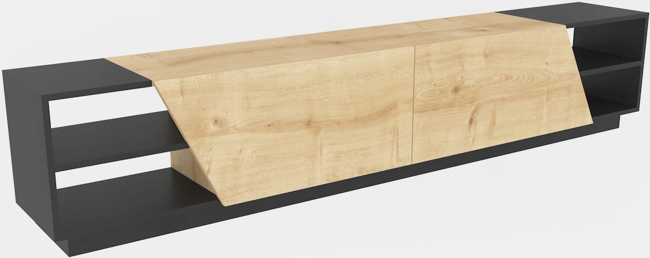 Medienbank Rhodes - Anthrazit/Eiche