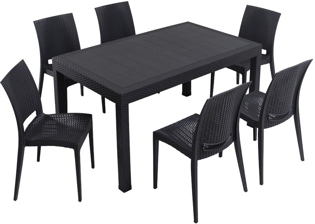 Meco Outdoor-Essgruppe mit 6 Stühlen - Anthrazit Meco Outdoor-Essgruppe mit 6 Stühlen - Anthrazit